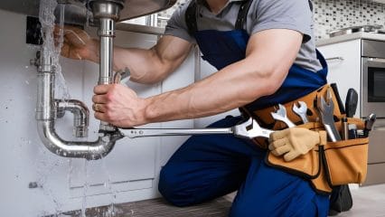 Technician using electronic equipment to detect a plumbing leak in Kennesaw